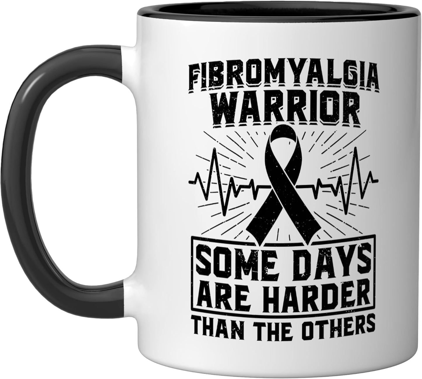 Taza cerámica para fibromialgia warrior flare day negra/blanca