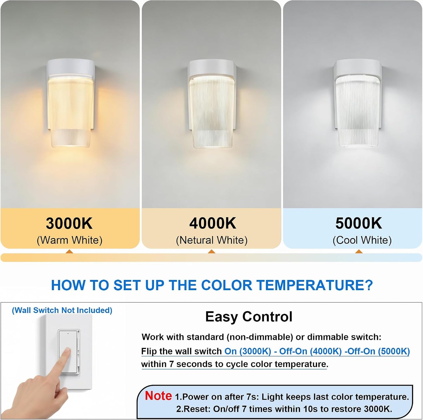 Farol LED pared exterior 3CCT 11W aluminio blanco