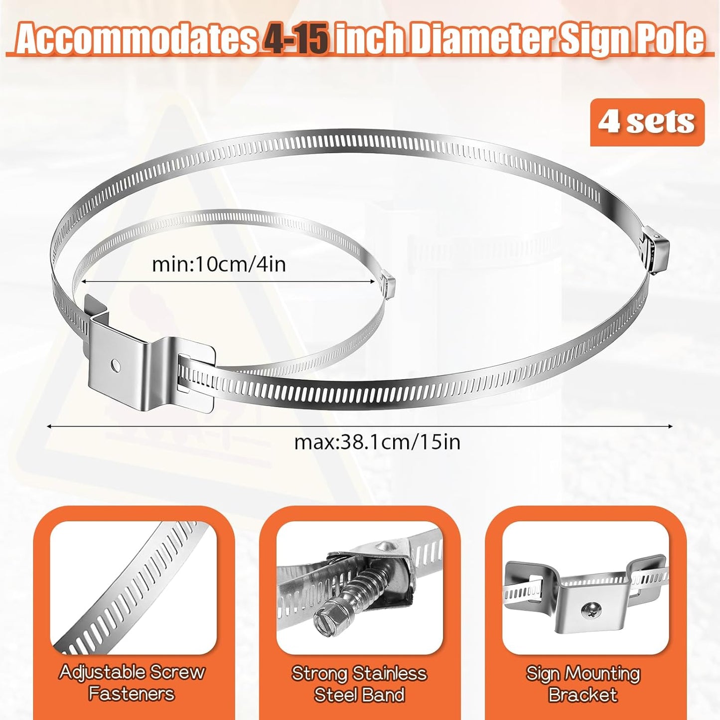Pack 4 Soportes Ajustables Poste Metal 4-15pulg