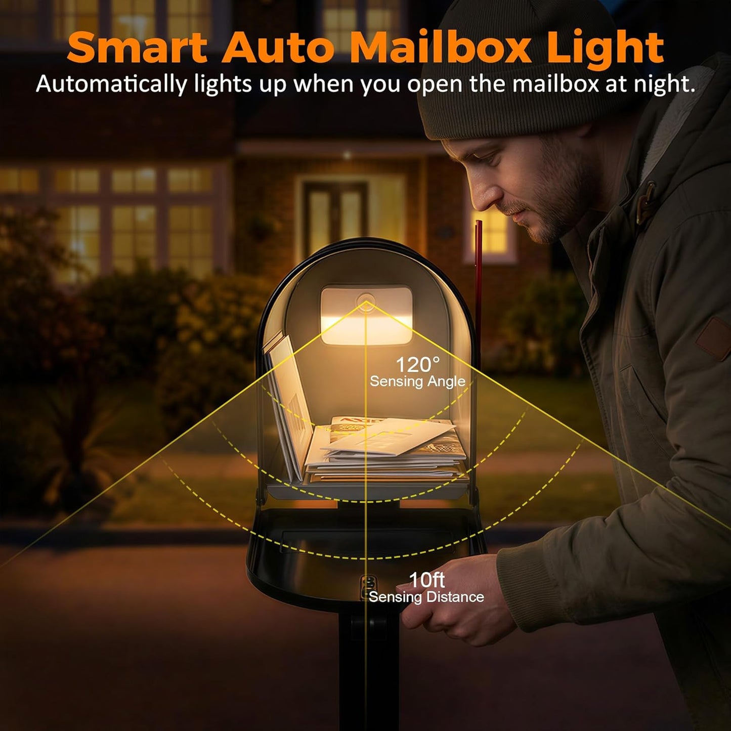 Luz interior buzón recargable sensor movimiento 3000K