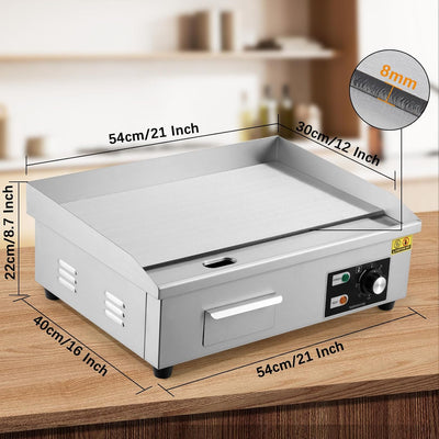 Parrilla eléctrica Teppanyaki acero inox 1600W 21pulg antiadherente