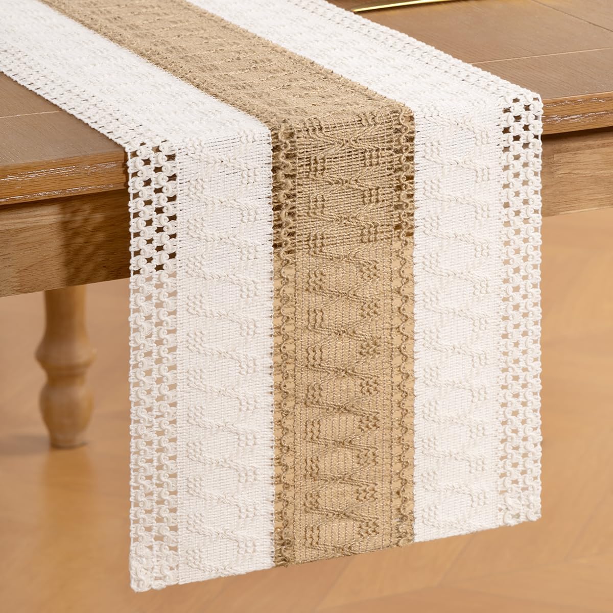 Camino mesa bohemio tejido algodón lino decoración hogar