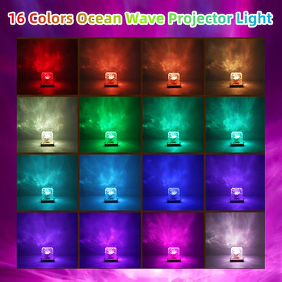 Lámpara cubo 16 colores proyector ondas y galaxia para dormitorio