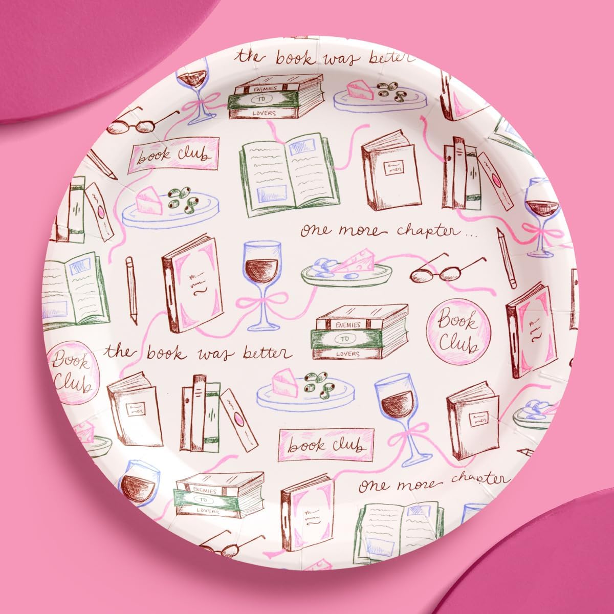 Platos de papel para club de lectura Fetti 9" con ilustraciones