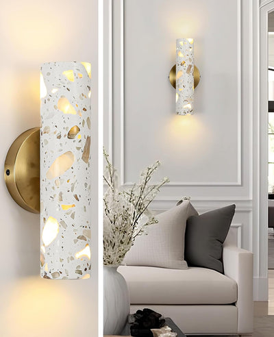 Lámpara pared travertino 11pulg base dorada estilo nórdico