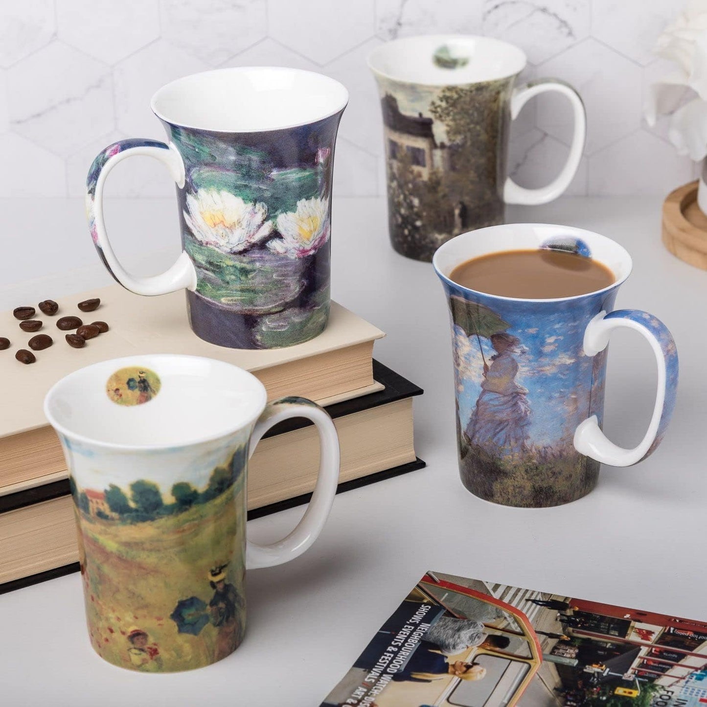 Set 4 Tazas Porcelana Fina 11oz