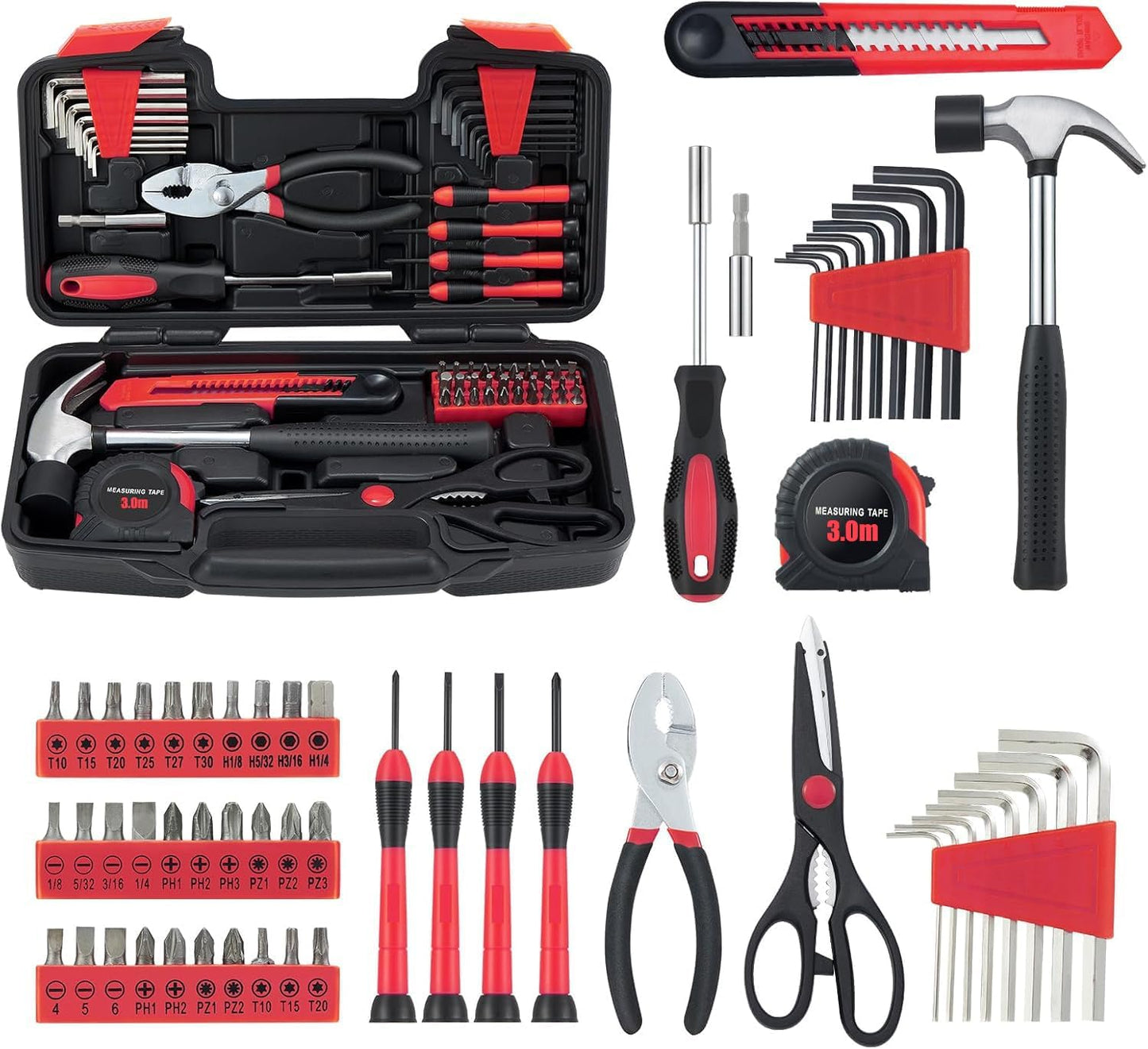 Set 58 herramientas para el hogar con estuche plástico