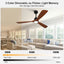Ventilador techo 60pulg madera 3 aspas luz LED control remoto
