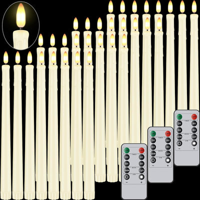 32 Velas Cónicas LED Plástico Marfil 11pulg Temporizador