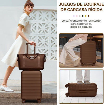 Set 3 maletas rígidas 22x14x9 con ruedas TSA Lock para mujer Mocha