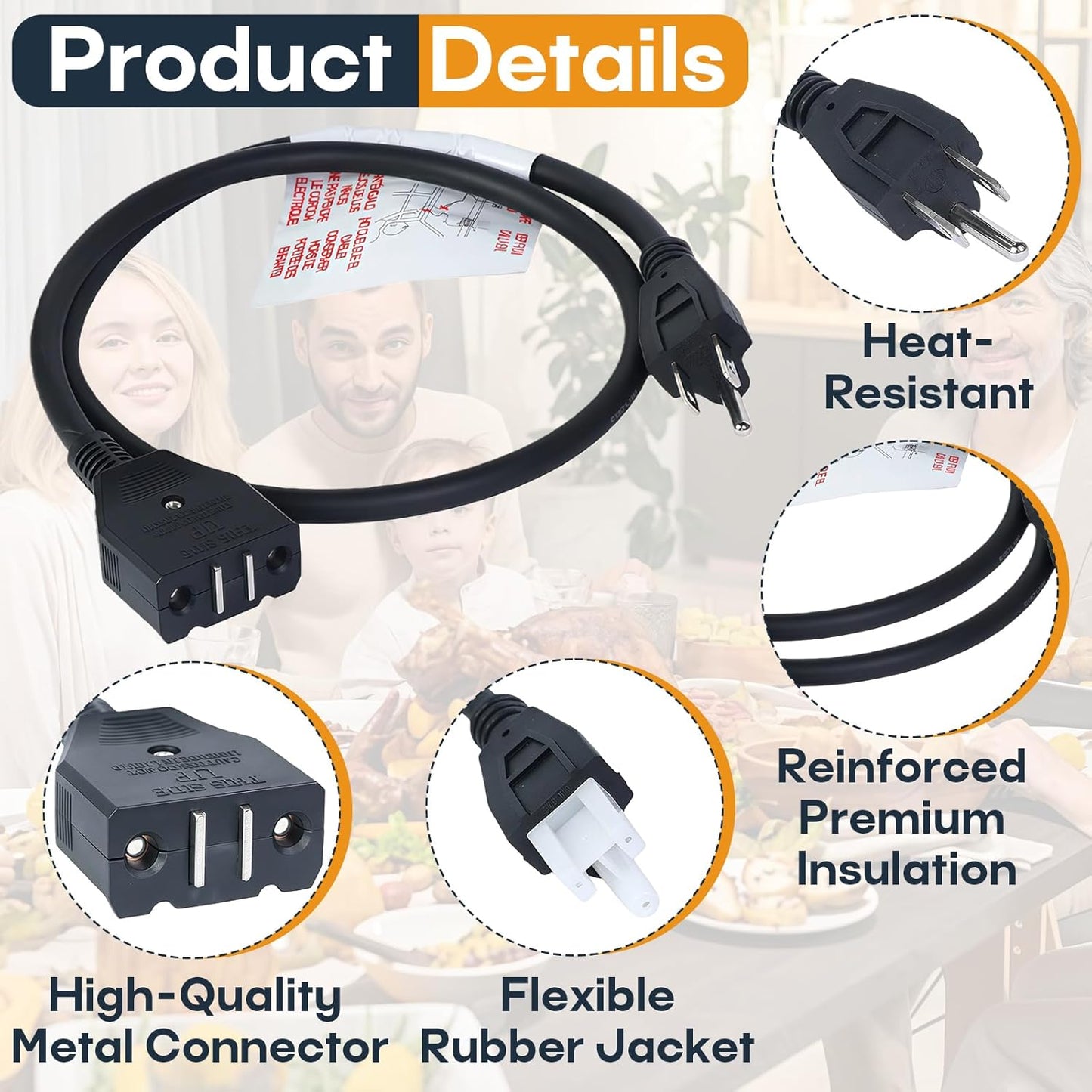 Cable de alimentacin magnico para freidora de pavo Masterbuilt 8L/10L XL