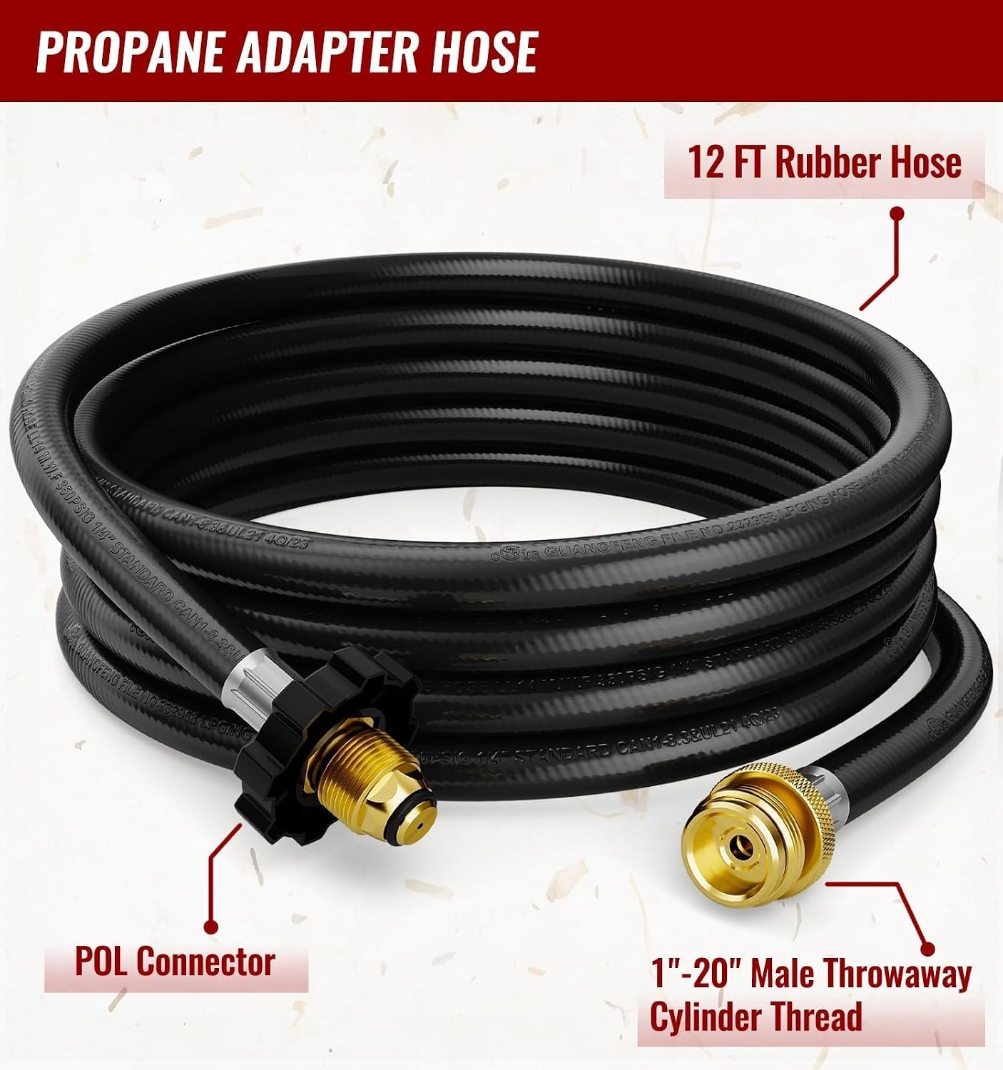 Manguera propano 12ft con conexión POL para Mr.Heater Buddy