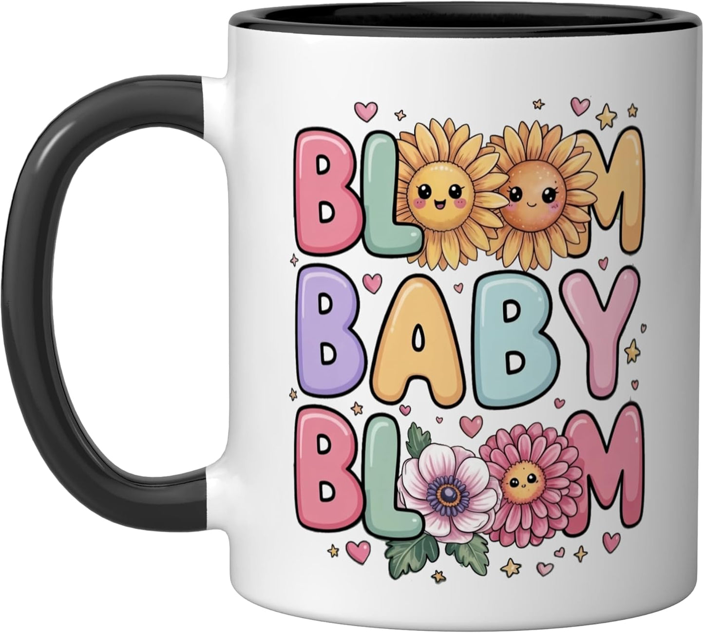 Taza Cerámica para Amantes de las Flores y Jardinería Negro/Blanco