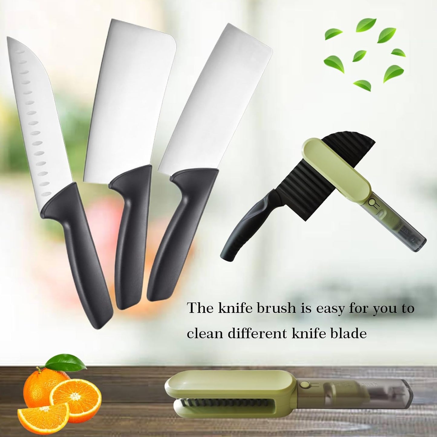 Cepillo cuchillo mango largo tapa afilador cerdas doble cara