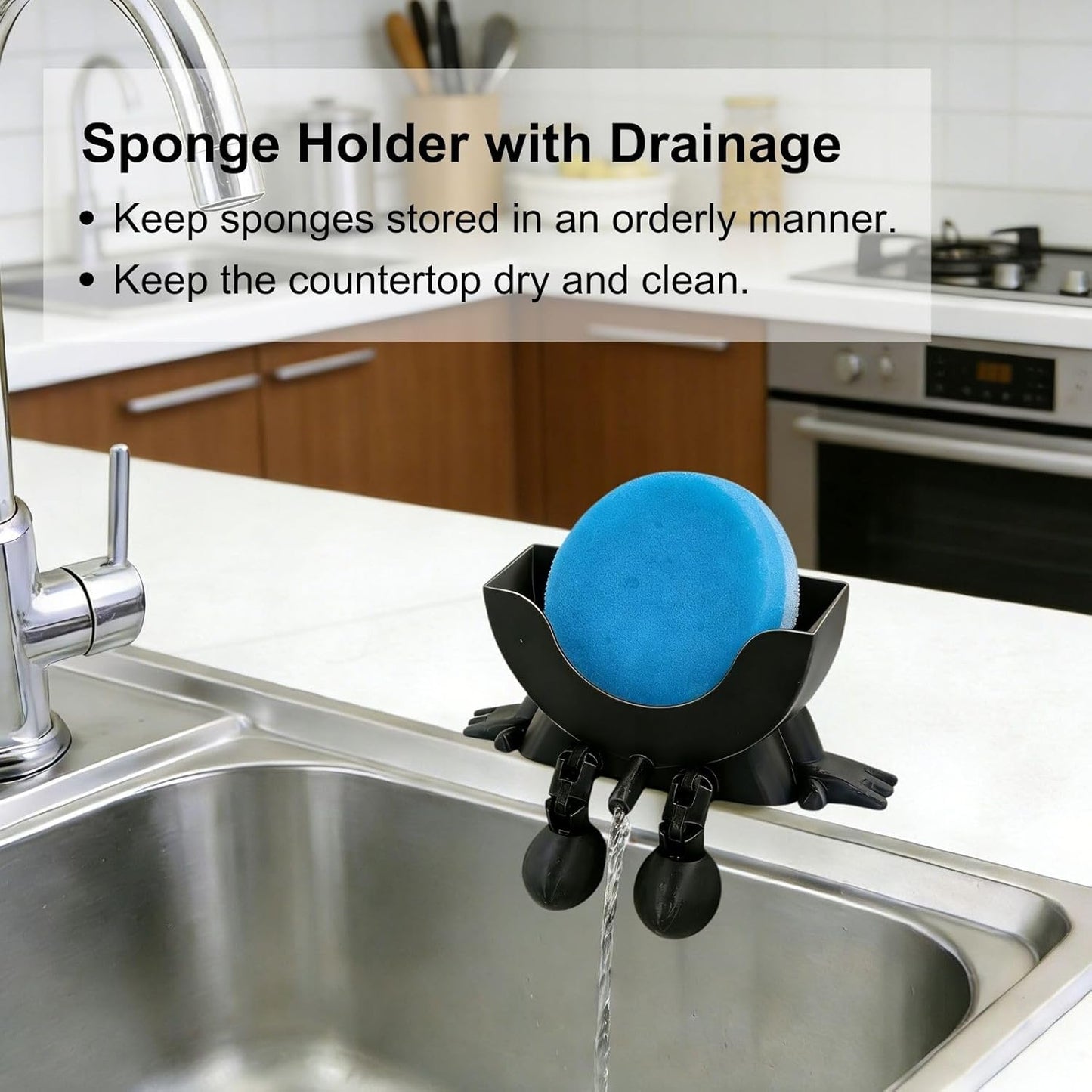 Soporte esponja colgante con drenaje patas para fregadero