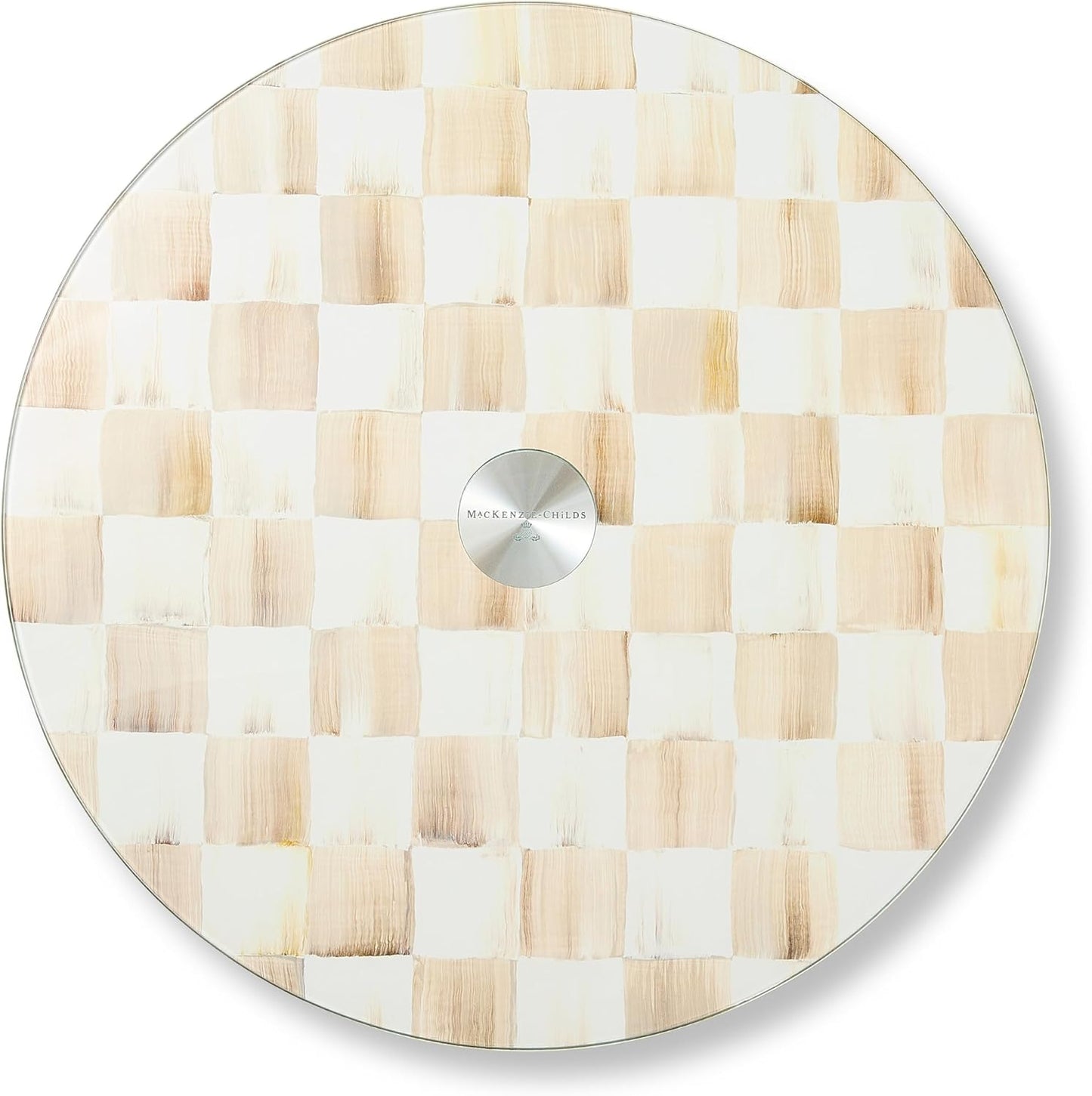 Tabla Servir Giratoria Cristal Marrón y Blanco Moca
