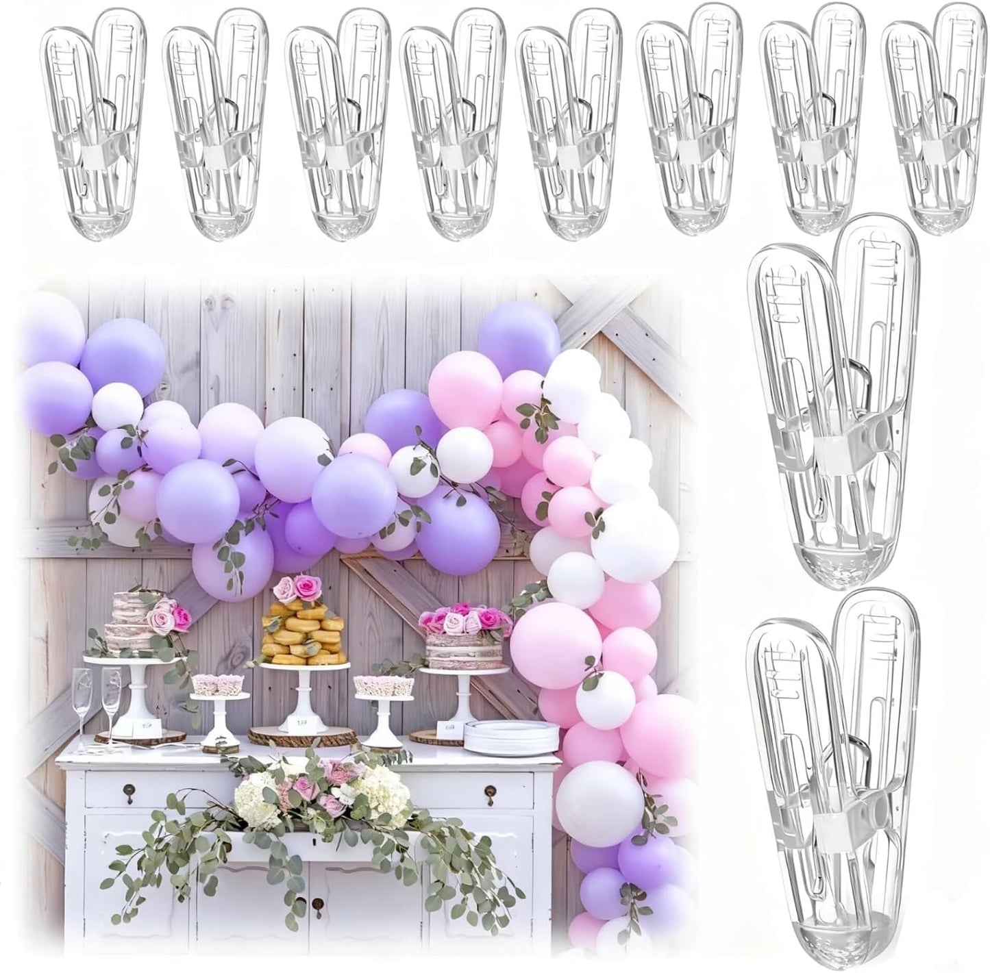 Clip arco globos plástico 2.4pulg abrazadera resorte bodas