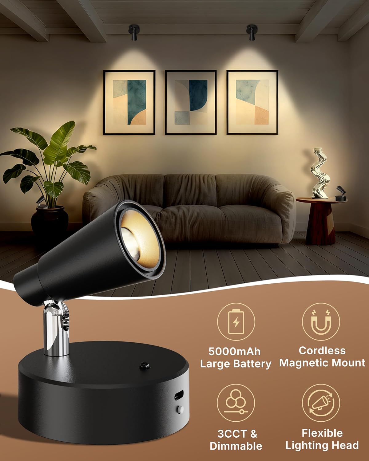 Focos LED recargables regulables con control remoto 3CCT