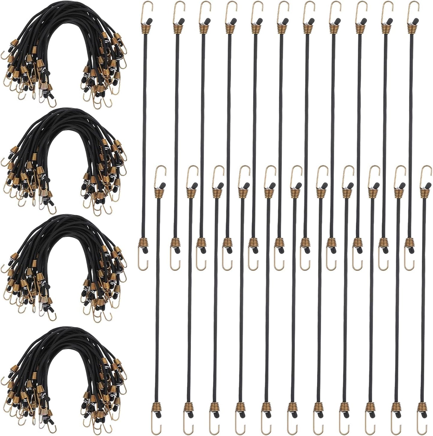80 Cuerdas Elásticas con Ganchos 10pulg Negro