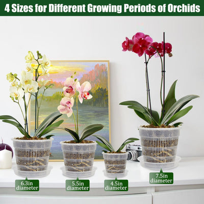 12 Macetas Plástico Orquídeas 4.5-7.5pulg Con Agujeros
