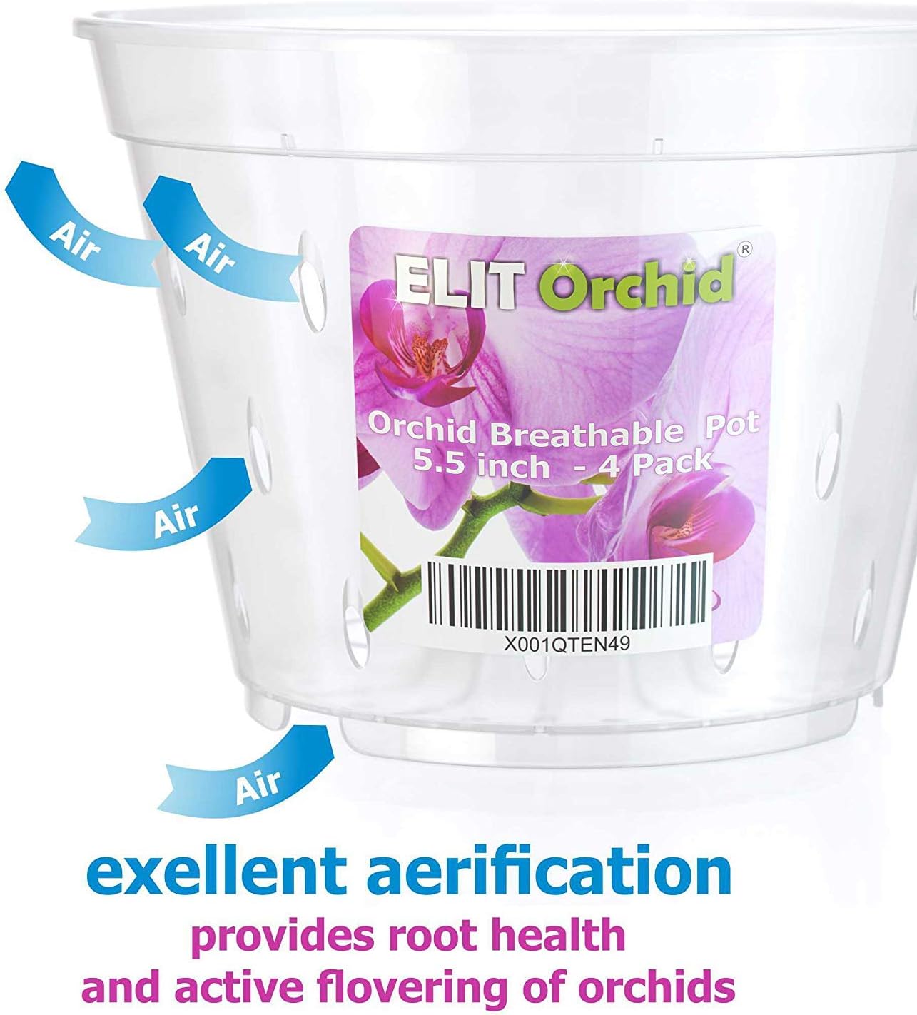 Maceta plástico transparente para orquídeas con orificios