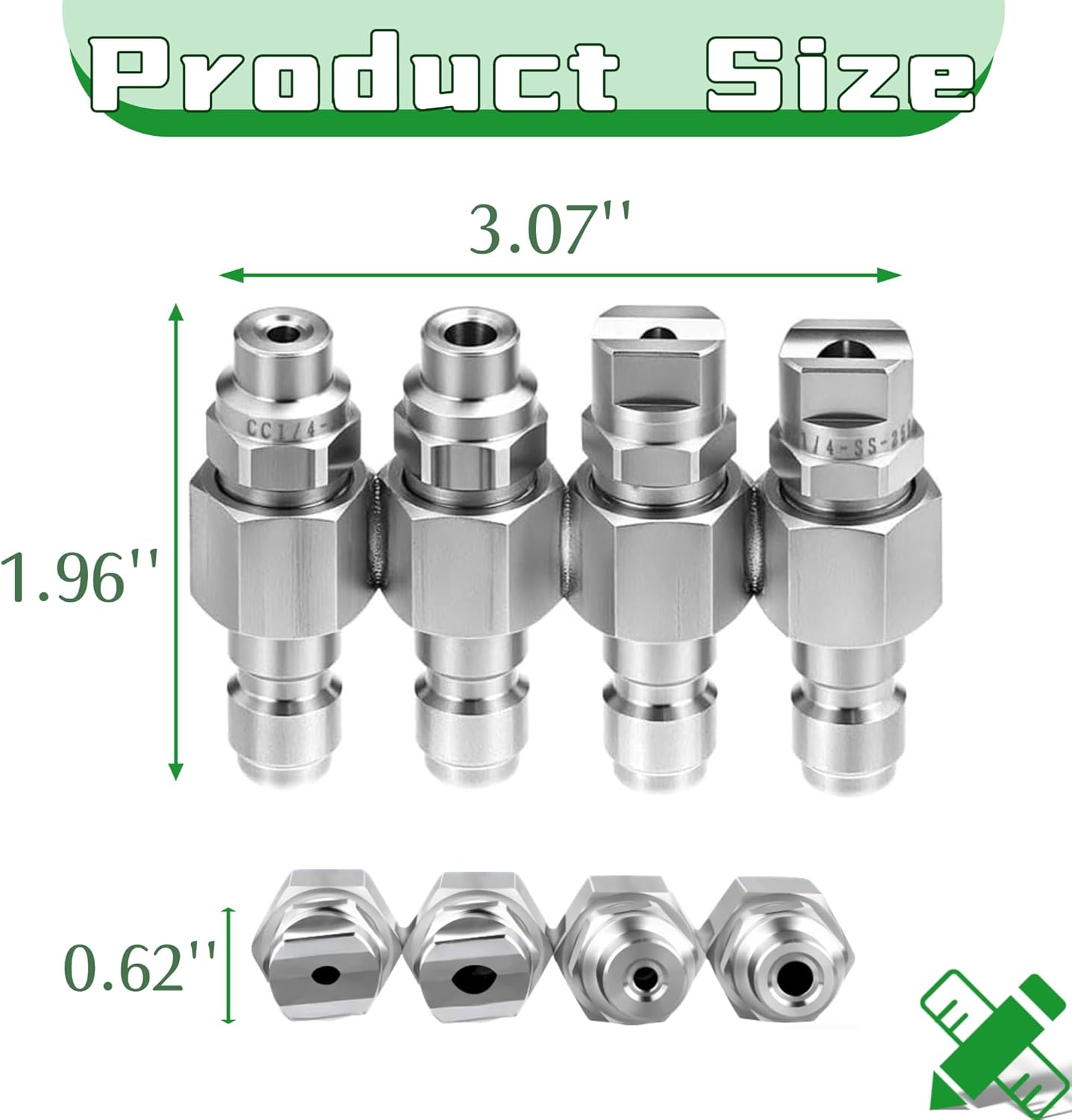 Kit puntas boquilla lavadora 4en1 acero inox 304