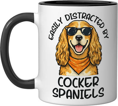 Taza cerámica para amantes de perros con diseño de cocker spaniel negro/blanco