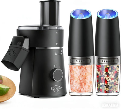 Set Molinillo Pimienta y rallador queso eléctrico 5en1