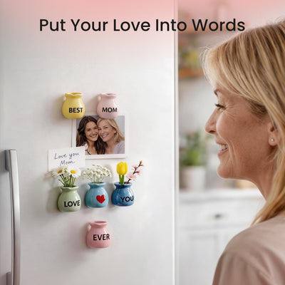 Imanes para refrigerador regalo para mamá hija e hijo con flores artificiales