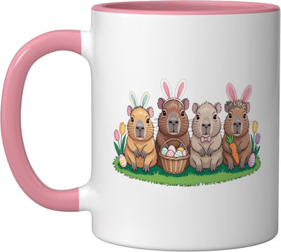 Taza Cerámica Pascua Conejo Rosa/Blanco