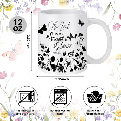 Taza de café cristiana con flores silvestres que cambian de color