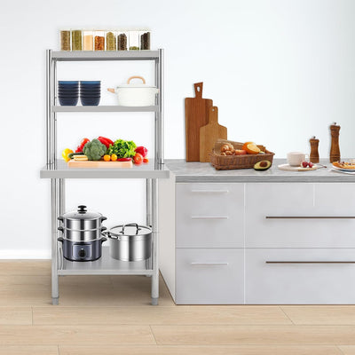 Mesa trabajo acero inox 30x24pulg estantes ajustables 2 niveles