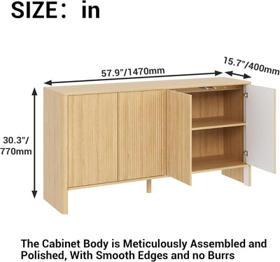 Armario buffet madera moderna acanalada 58pulg mesa consola
