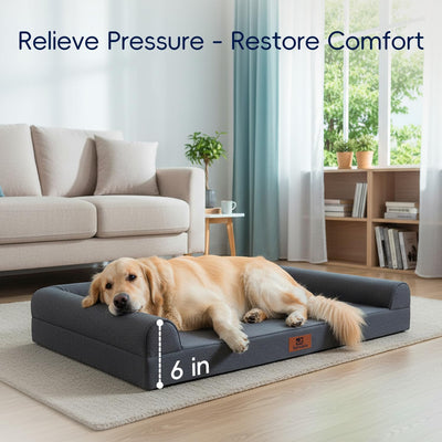 Sofá cama perros grandes espuma impermeable 42x30pulg gris oscuro