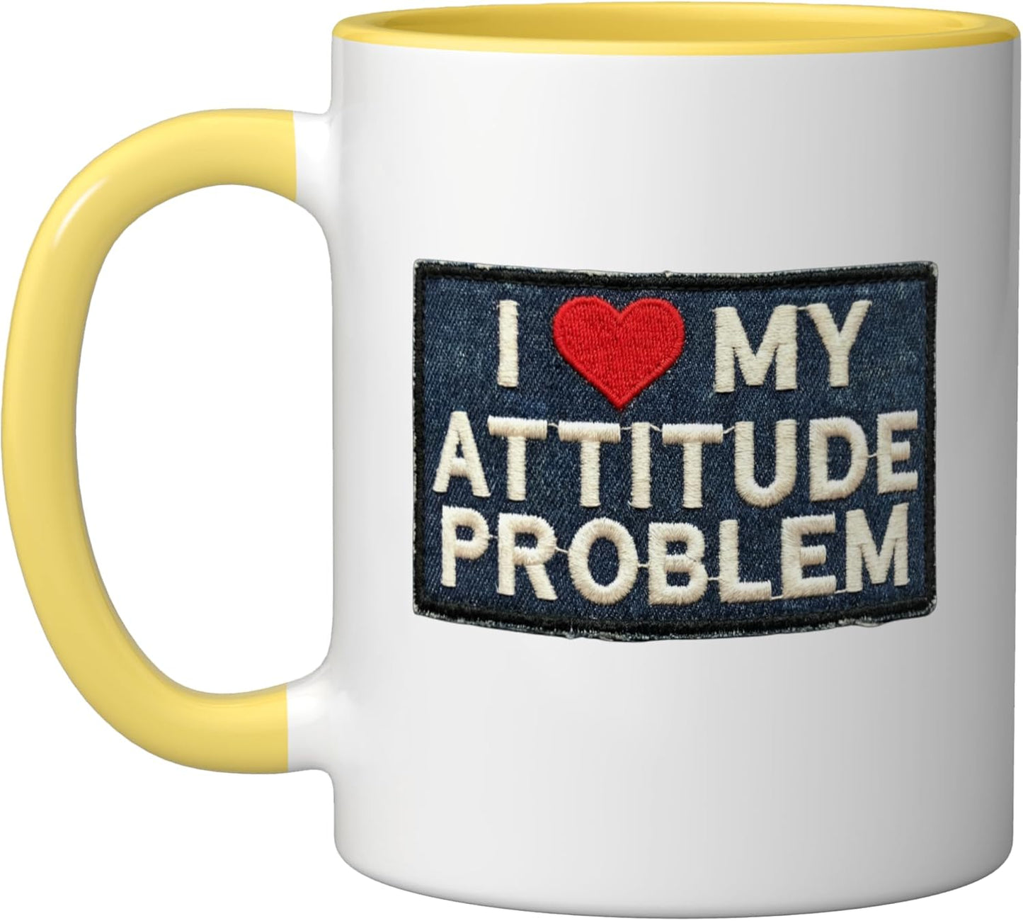 Taza Cerámica I Love My Attitude Amarillo/Blanco