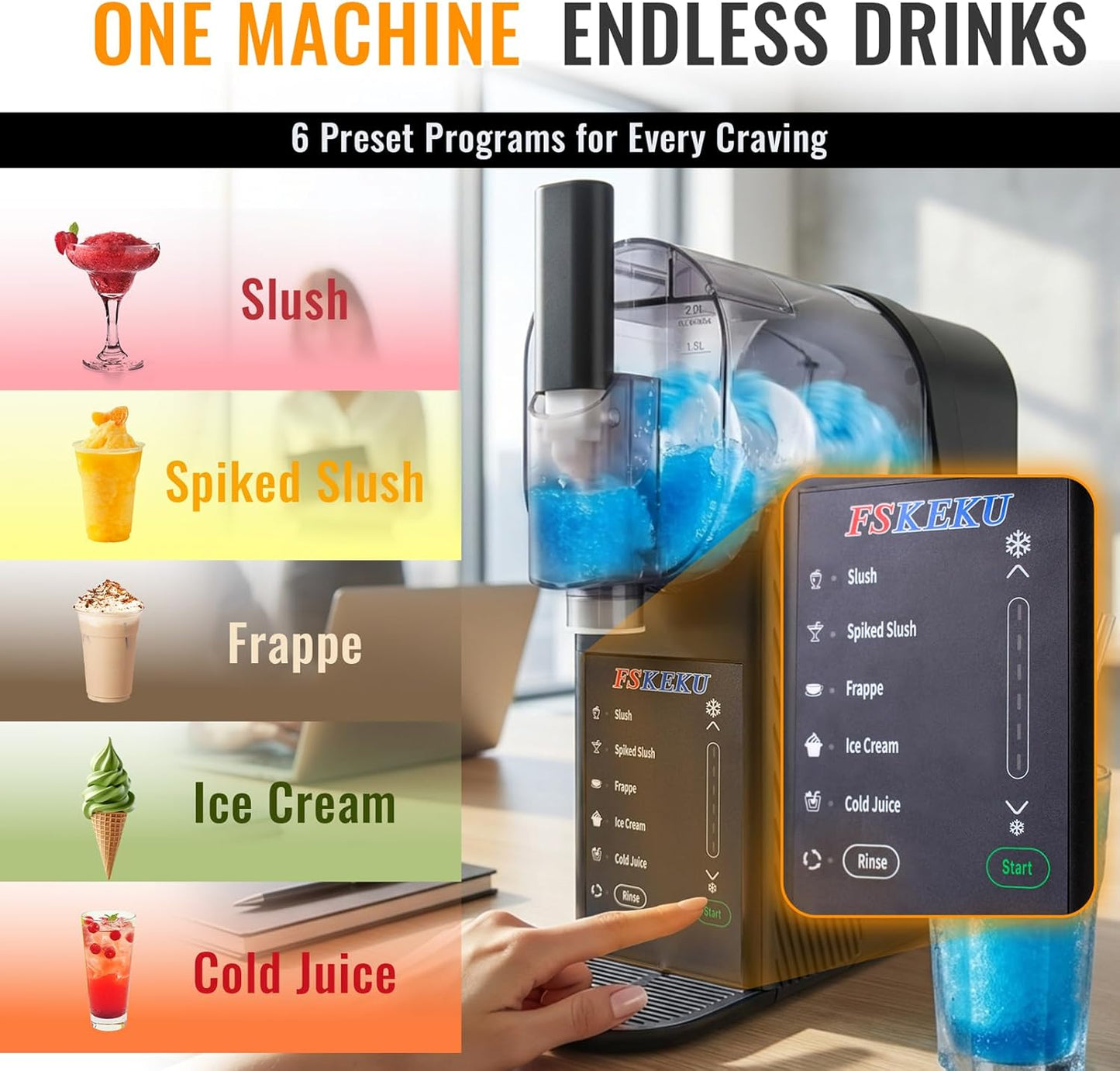 Máquina granizado 85 oz hogar sin hielo con limpieza automática