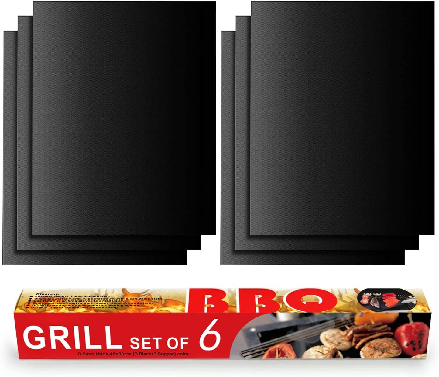 Set 6 Alfombrillas Barbacoa 15.75x13pulg Reutilizables Sin PFOA