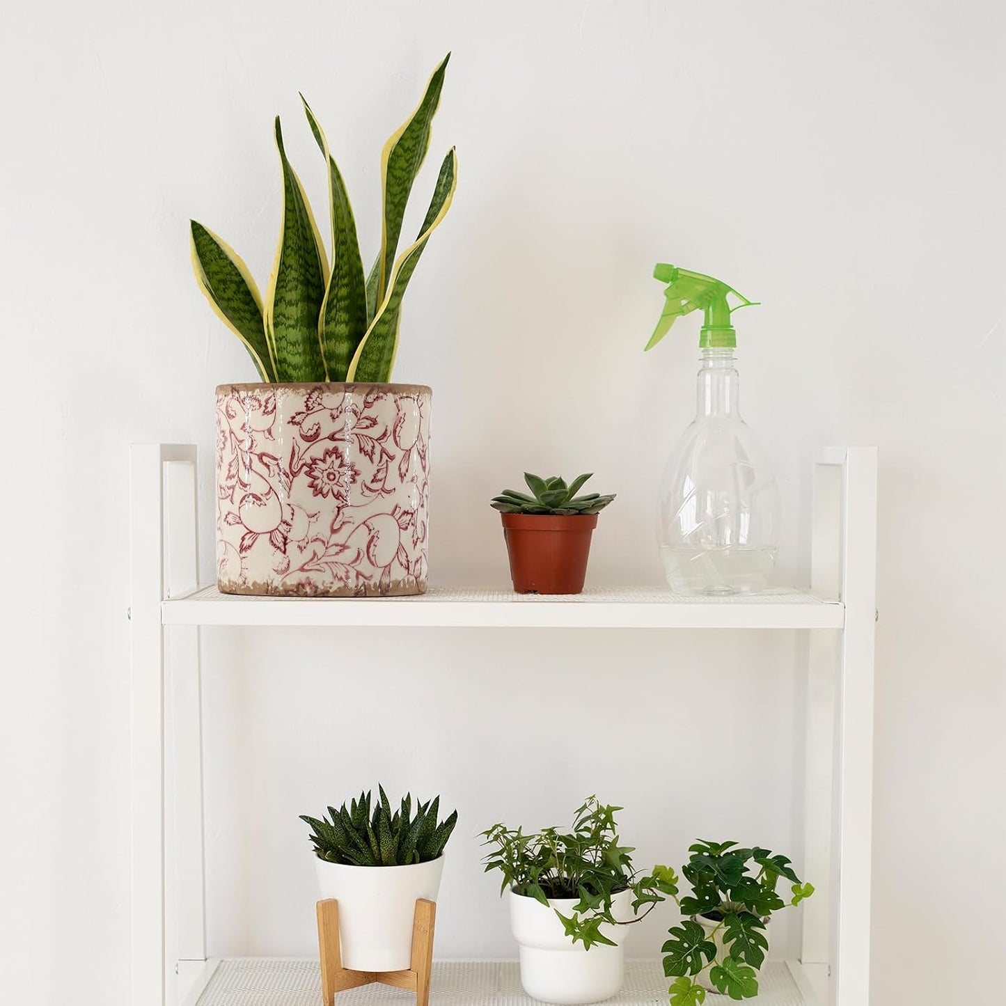 Maceta cerámica 5pulg drenaje decorativa roja para orquídeas
