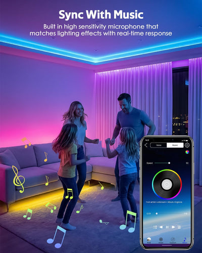 Tira LED COB USB RGB con control remoto 2m sincronización música