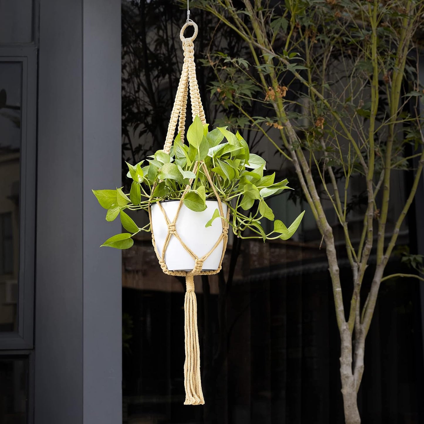 Ganchos macramé algodón para plantas interiores y exteriores set 5
