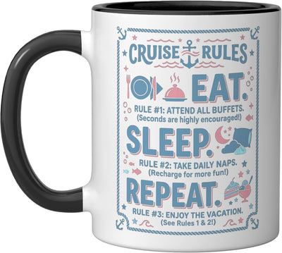 Taza de cerámica retro con diseño de vacaciones en negro y blanco