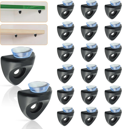 20 Soportes Vidrio Ventosa para Estantes Vitrinas Negro