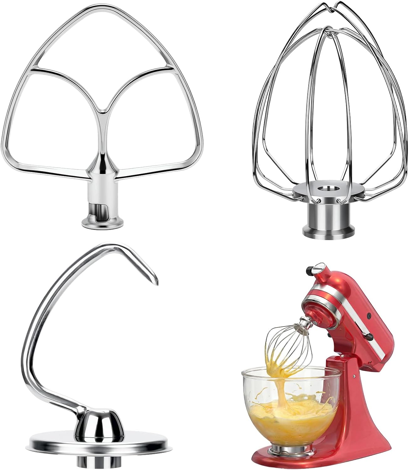 Juego 3 accesorios acero inox para batidora 4.5-5qt