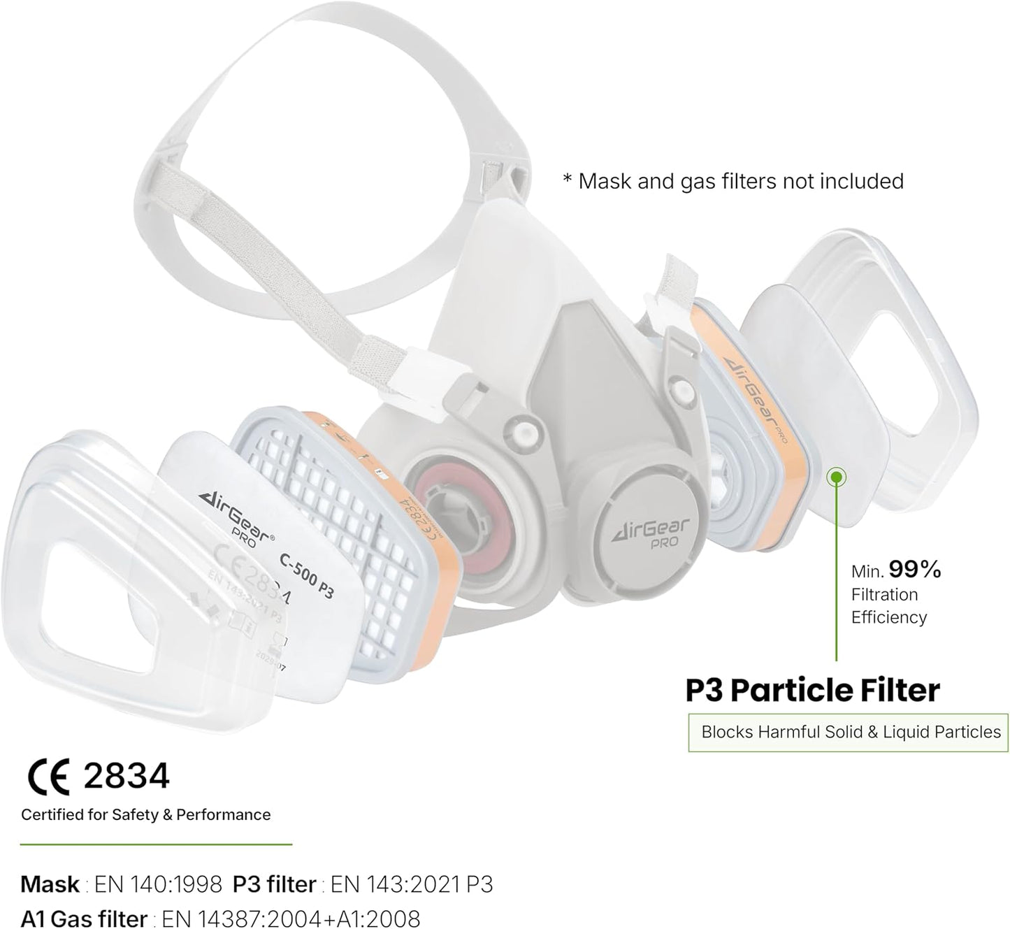 Filtro C-500 P3 para máscara reutilizable antipolvo