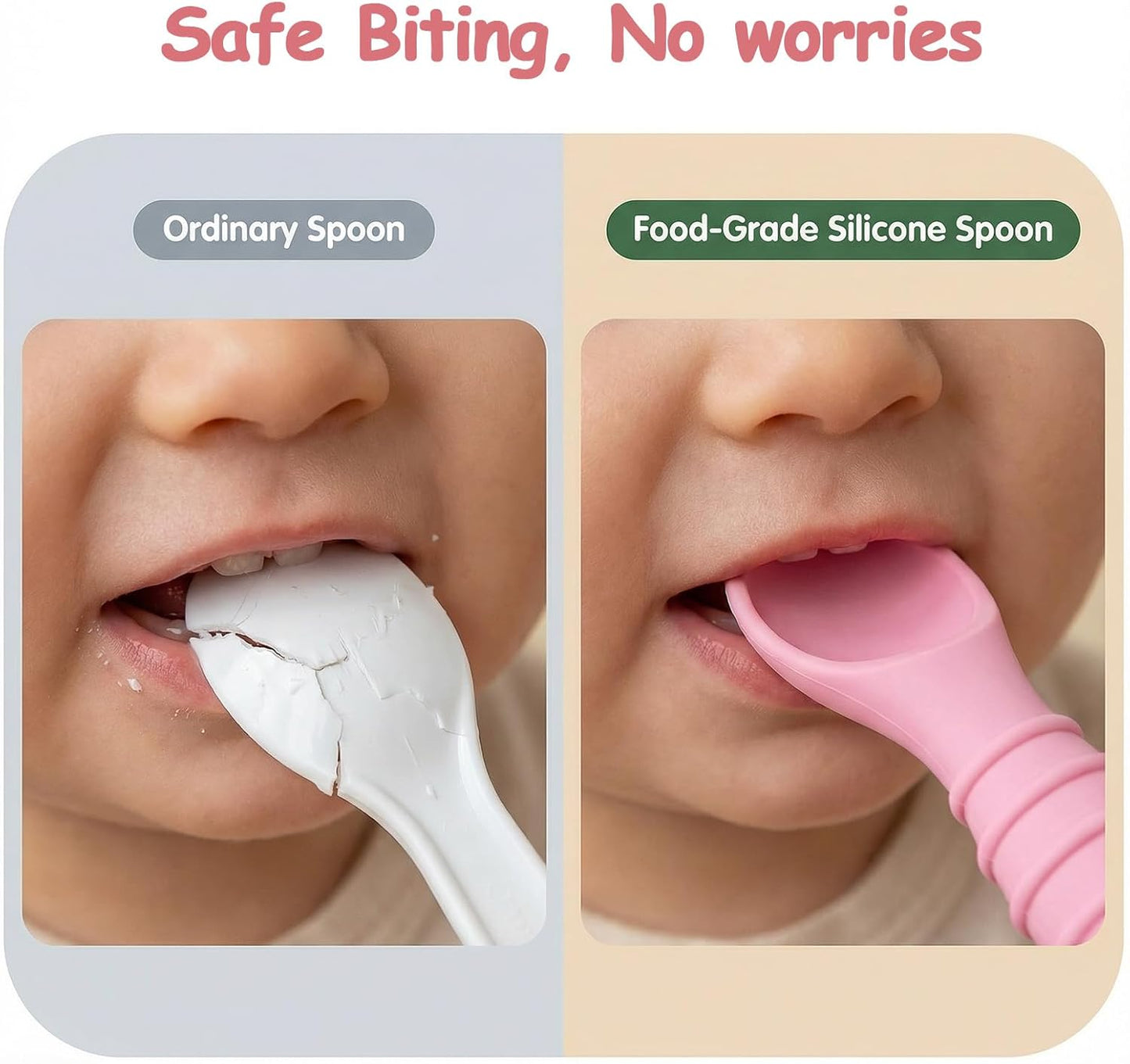 5 Cucharas Silicona Bebé BLW Sin BPA Protector