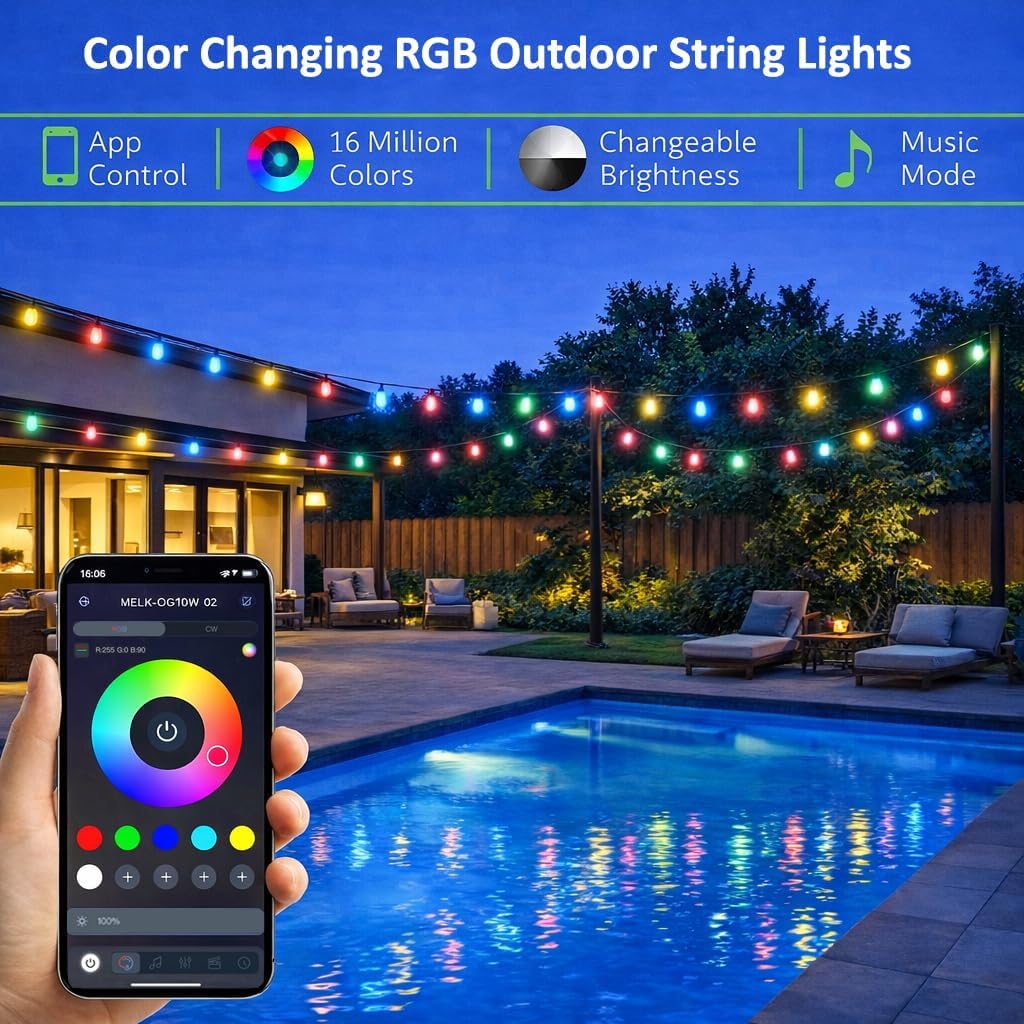Tira luces exteriores 98ft RGBW 30 LED control app y remoto IP66