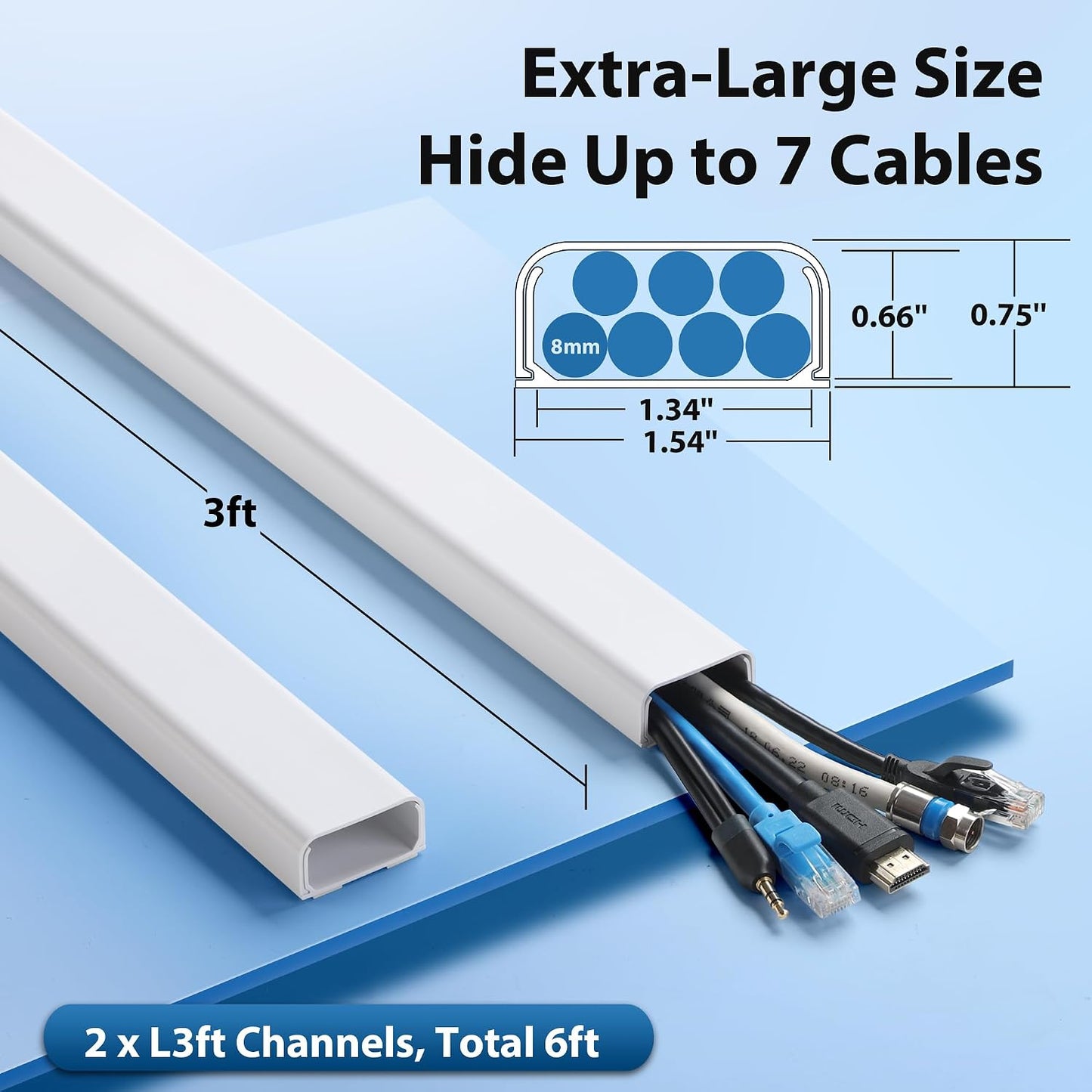 Cubierta alambre pared 72pulg oculta cables