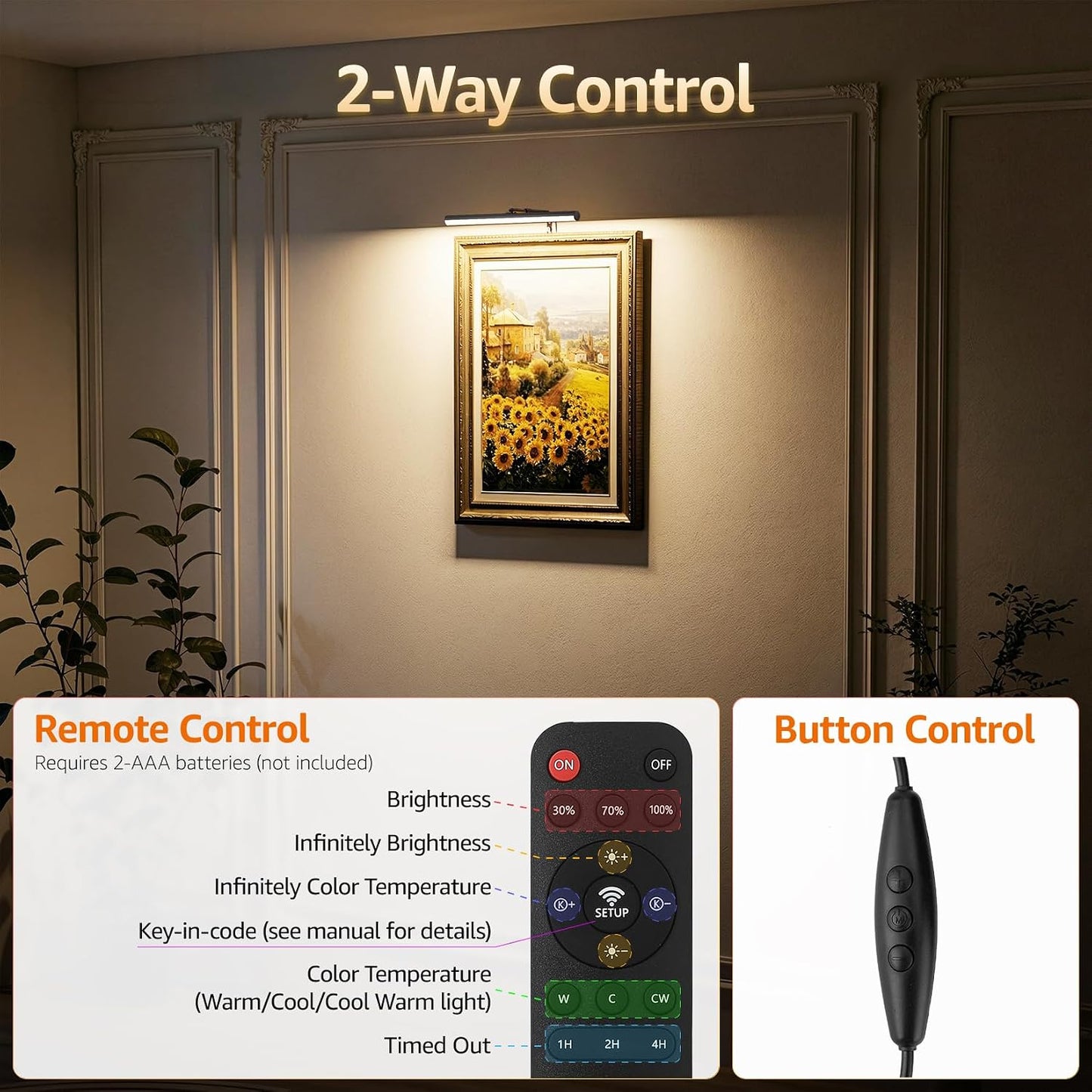 Luz LED enchufable 5W para pared 16pulg control remoto 3CCT