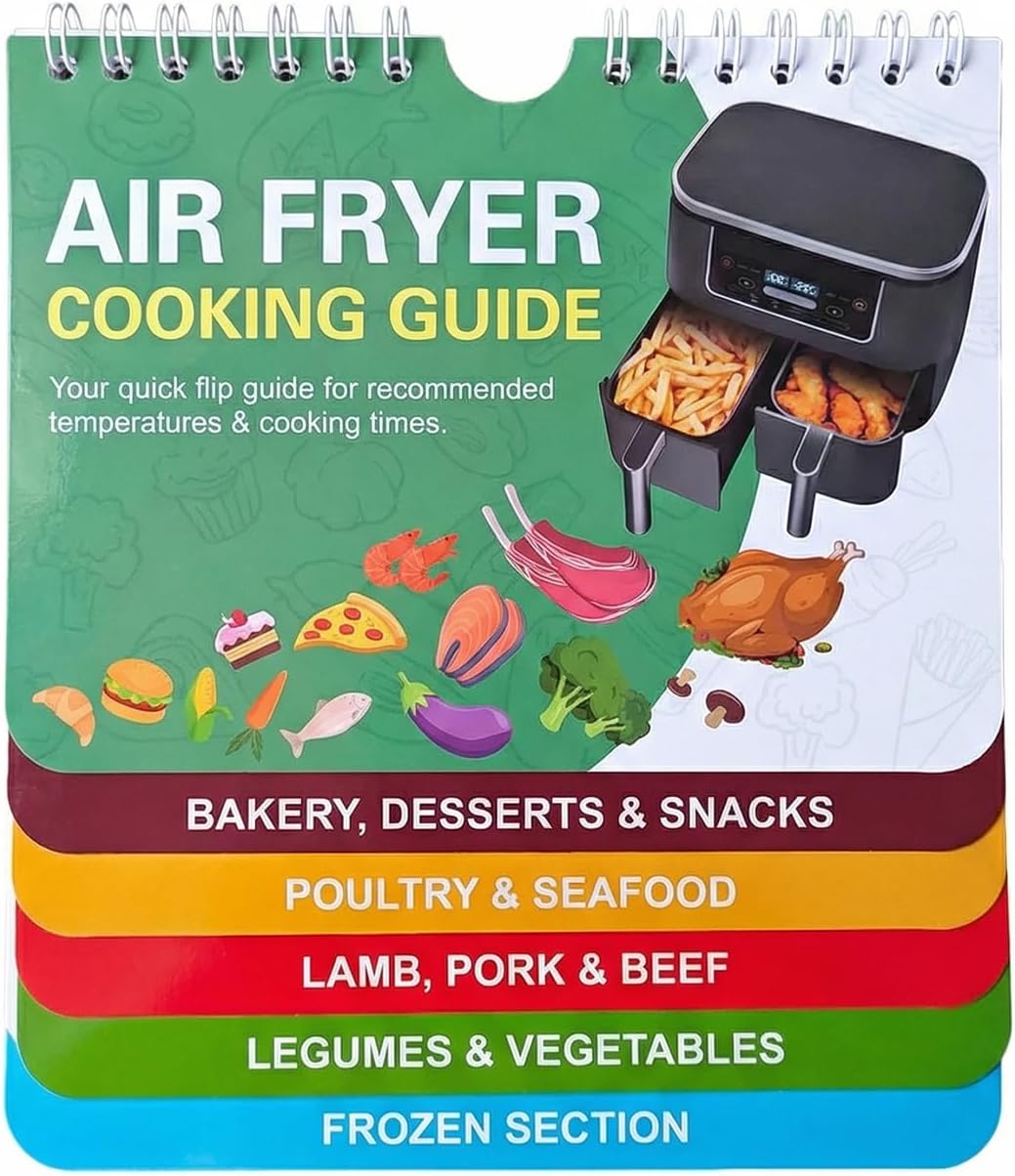 Guía de cocina con imanes para freidora de aire