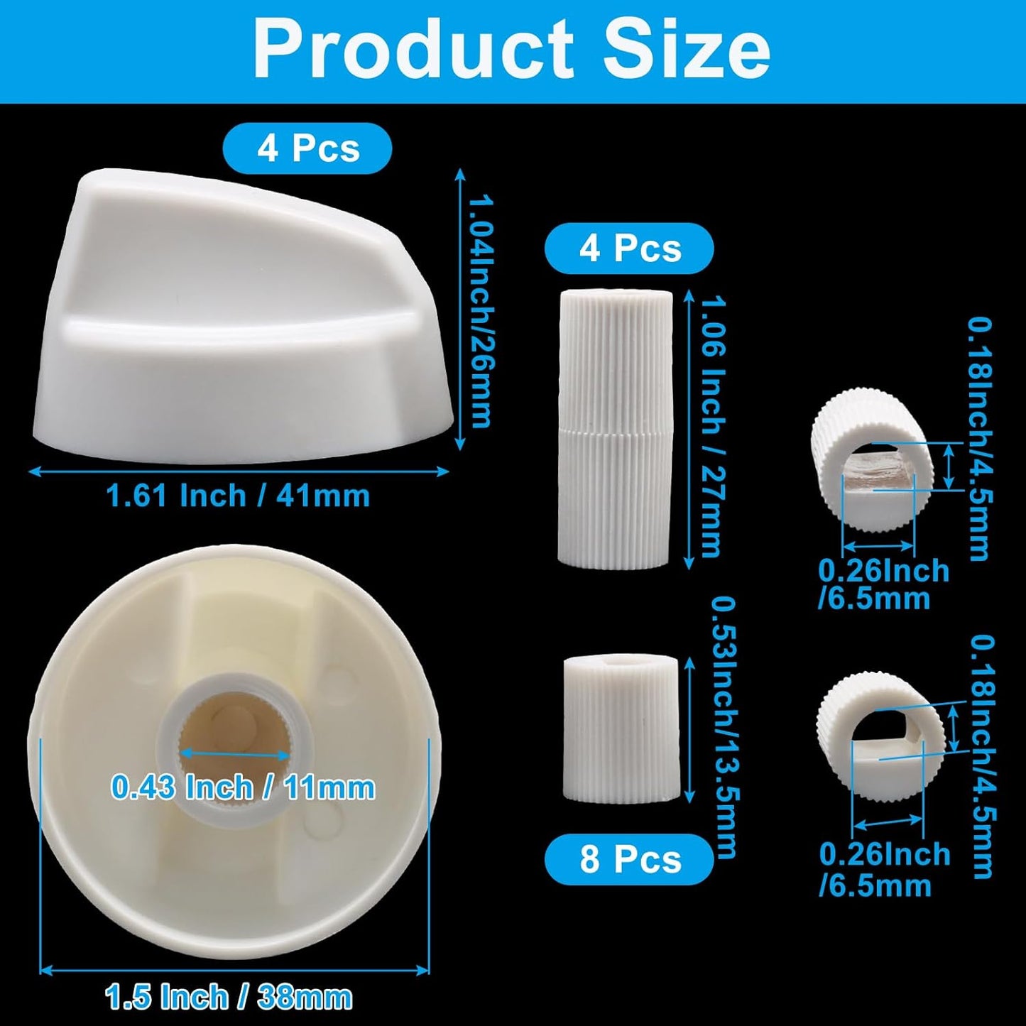 Set 4 Perillas Universales Blancas con 12 Adaptadores Estufa